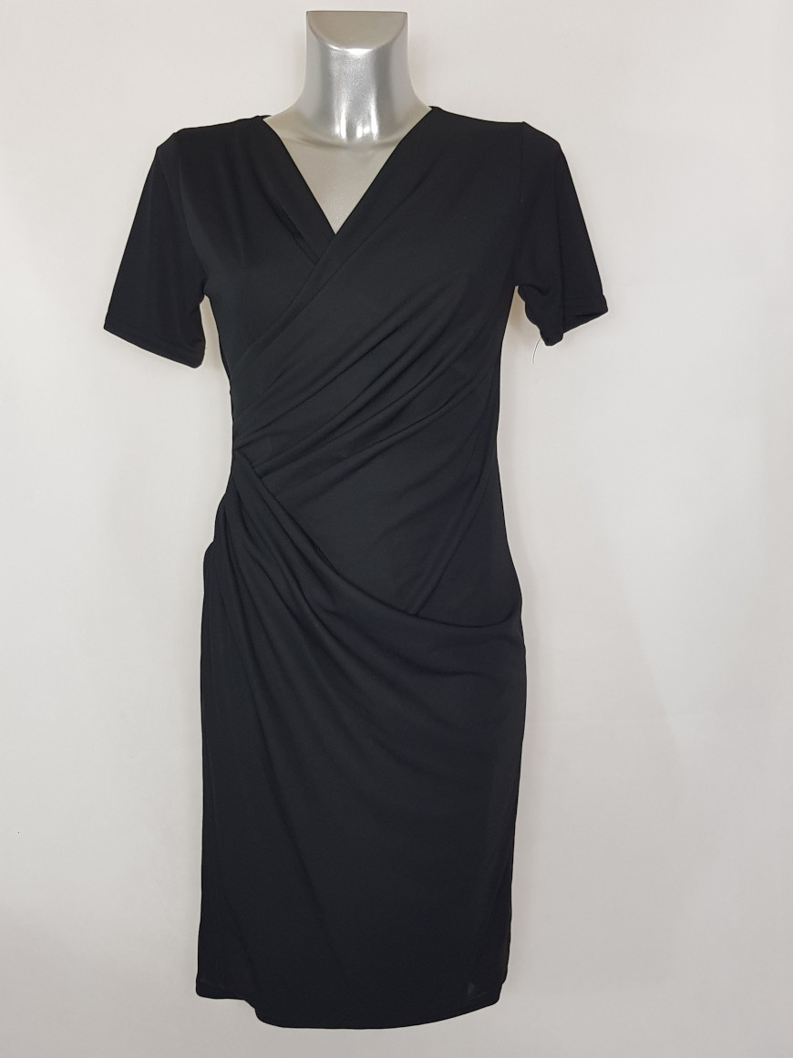 Robe noir droite cocktail portefeuille femme ronde - Caprices de