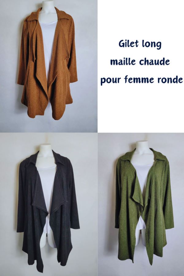 Gilets longs femme grande taille